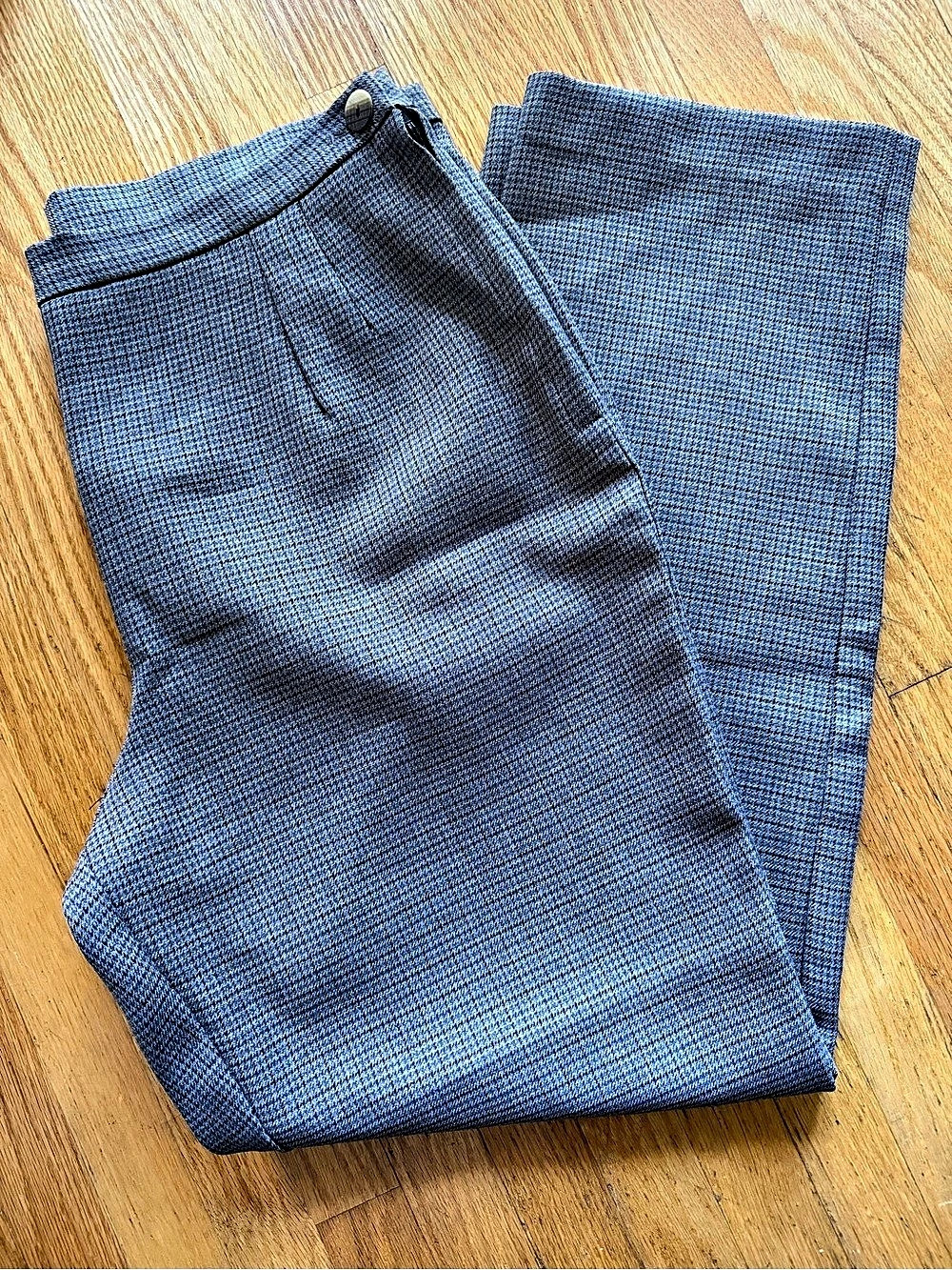 Houndstooth Women’s Trousers in Blue & Gray Like New Handmade
